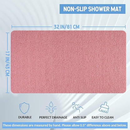 Hargiis Non-Slip Bathtub Mat, Anti Slip Shower Mat, Fast Drying Bathtub Mats, Foot Scrubber Mat, Anti Slip Mat for Tub, Floor, Bathroom, Kitchen, Home, Hotel (Pink 32"×17")