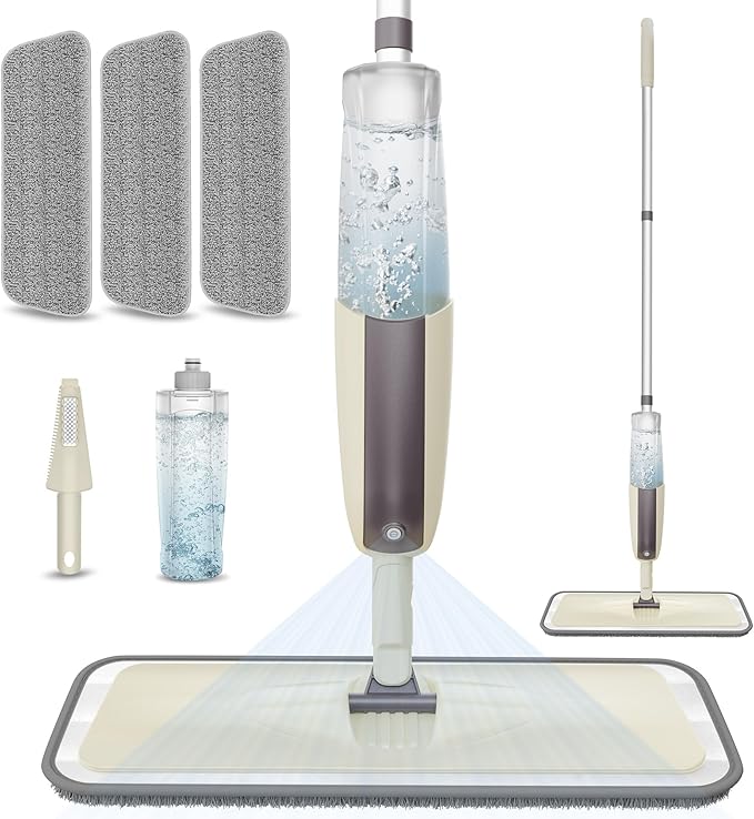 Spray Mops for Floor Cleaning: MEXERRIS Wet Mop with 3 Washable Pads for Swiffer Powermop - Floor Mop with Refillable Bottle - Home Commercial Dust Mops for Hardwood Laminate Ceramic Tiles