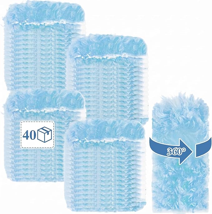 40 Count Dusters Refills – 360° Dusting Pads with Upgraded Thick Fibers, Disposable & No Washing Needed,Duster Heads for Blinds Ceiling Fans Furniture Multi-Surface Dusting