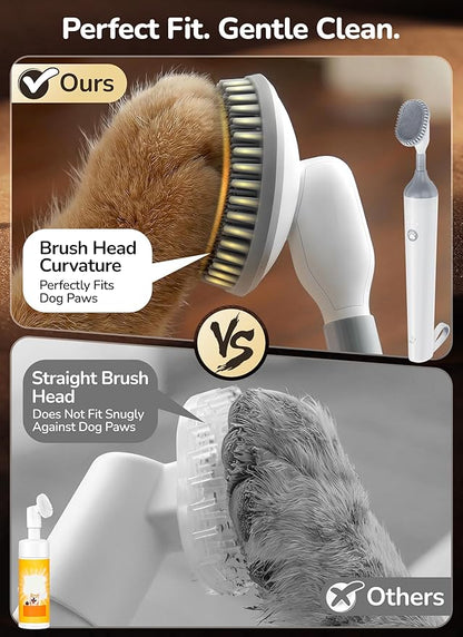 Electric Dog Paw Cleaner, Rechargeable Paw Scrubber with LED Light & 3 Speeds, Curved Arc Design for Paw Shape, Deep Mud & Dirt Remover for Dogs & Cats