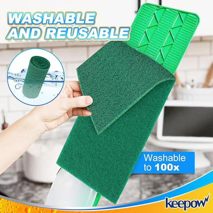 KEEPOW 6 Pack Scrub Mop Pads Replacement Compatible with Libman Freedom Spray Mop, Mop Scrubber Attachment for Floor Cleaning, Fit for Rubbermaid and Turbo & Other 18 Inch Microfiber Mops