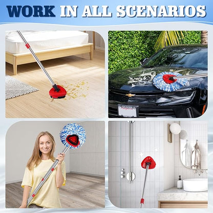 6 Pack Mop Replacement Heads Compatible with Ocedar RinseClean 2-Tank System - Includes 2 Mop Scrub Brush Head, Microfiber Mop Refills, Easy Cleaning Mop Head Replacement