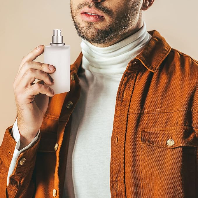 Tessco for you 12 Pcs 50/100ml Frosted Glass Bottle Perfume Atomizer Refillable Spray Empty Perfume Dispenser Fine Mist Atomizer Cosmetic Container for Travel Men Women (3.4 Ounces,Silver Gray)