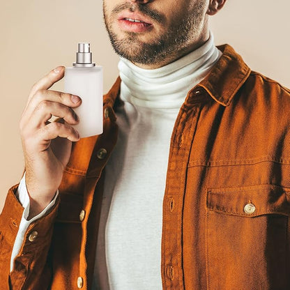 Tessco for you 6 Pcs 50/100ml Frosted Glass Bottle Perfume Atomizer Refillable Spray Empty Perfume Dispenser Fine Mist Atomizer Cosmetic Container for Travel Men Women (3.4 Ounces,Silver Gray)