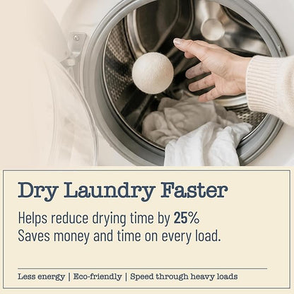 Wool Dryer Balls - 6 Pack - 100% New Zealand Wool Natural Fabric Softener – Reusable, Chemical Free, Reduces Drying Time