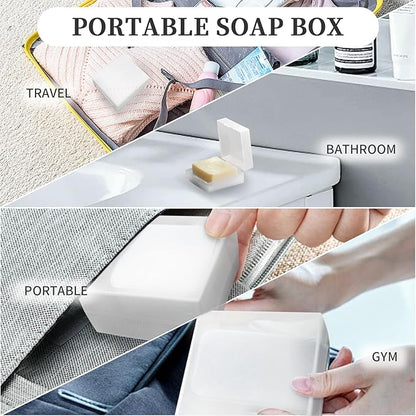 3 PCS Travel Soap Case for DR. Squatch Soap, Travel Soap Container Holder Dish with Draining Pad, Portable Bar Soap Travel Case with Soap Saver Bag for Bathroom Gym Camping Outdoor (Matte Clear)