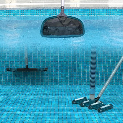Deluxe Swimming Pool Cleaning Kit Including Pool Net and Vacuum Head, Pool Brush with 13Ft Pole for Above Ground & Inground Swimming Pools