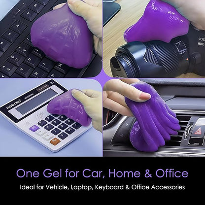 Car Cleaning Gel Putty for Car Interior Detailing | Reusable Dust Cleaning Slime for Air Vents, Dashboard, Cup Holders, Keyboard & AC Vent Cleaner | Non-Sticky No Residue Gel (Lavender Scent)