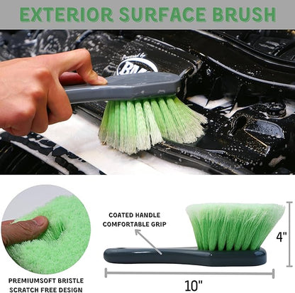 7PACK Car Engine Bay Details Cleaning Kit, Soft-bristled Engine Surface Brush,Long&Slim Bendable Brush, Edgeless Drying Towel,Finger Microfiber Applicator, Deep Cleans Engine Bay Hard to Reach Place