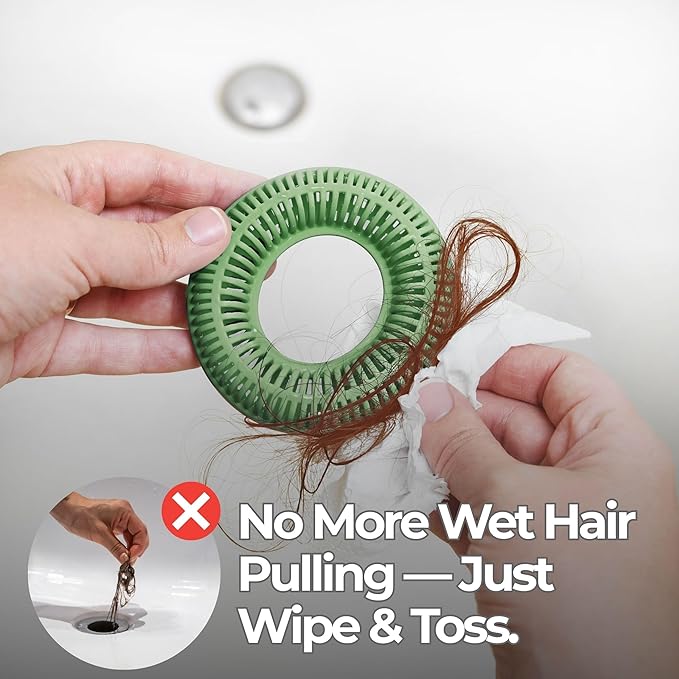Hair Catcher for Shower Drain & Bathtub – TubRing Pop-Up Drain Protector & Strainer, Reusable Silicone Stopper for Bathroom Clog Prevention, Fits 1.85"–2.16" Drains | Sage Green