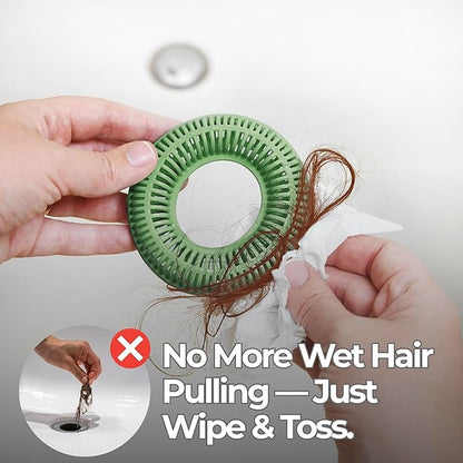 Hair Catcher for Shower Drain & Bathtub – TubRing Pop-Up Drain Protector & Strainer, Reusable Silicone Stopper for Bathroom Clog Prevention, Fits 1.85"–2.16" Drains | Sage Green