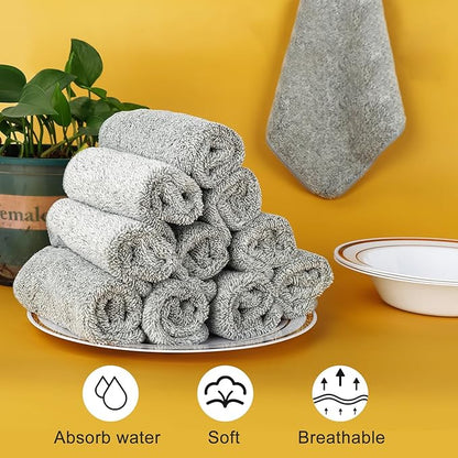 Kitchen Dish Cloths, 12 Pack, 10 x 10 Inches, Super Absorbent Microfiber Dish Towels, Soft Lint Free Reusable Dish Rags for Washing Dishes, Drying, Counters and Sink, Grey