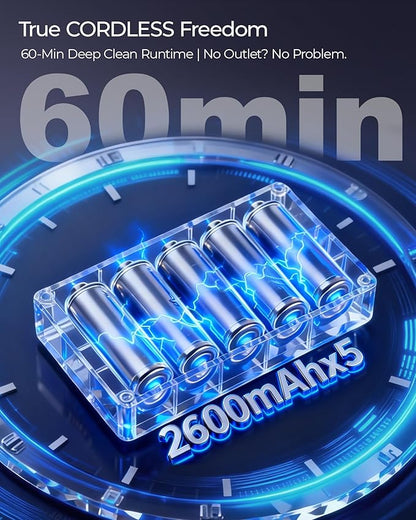 Teant Upgrade Cordless Mattress Vacuum with 18kPa Ultra-Deep Suction, 2-Speed Bed Vacuum with 33000 RPM/Min Roller Brush, 253.7nm UV-C Light & LED Display, HEPA, 149℉ Heat, Aroma & Anion for Bed Sofa