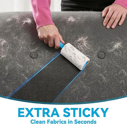 Lint Roller for Pet Hair – 1200 Sheets Mega Value Set, 2 Upgraded Handles, 3.9-inch Rolls with 120 Sheets Each, Sticky Hair Remover for Clothes, Sofa, Carpet & Furniture, Dog & Cat Hair