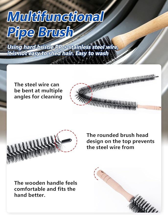 6 Pcs Cleaning Kit for GE Washer Dryer Combo,WH01X35719 Lint Filter Replacement with Dryer Vent Brush for Ge Washer Dryer Filter Sponge,Hand Washable and Reusable,Models: PFQ97HSPVDS(6)