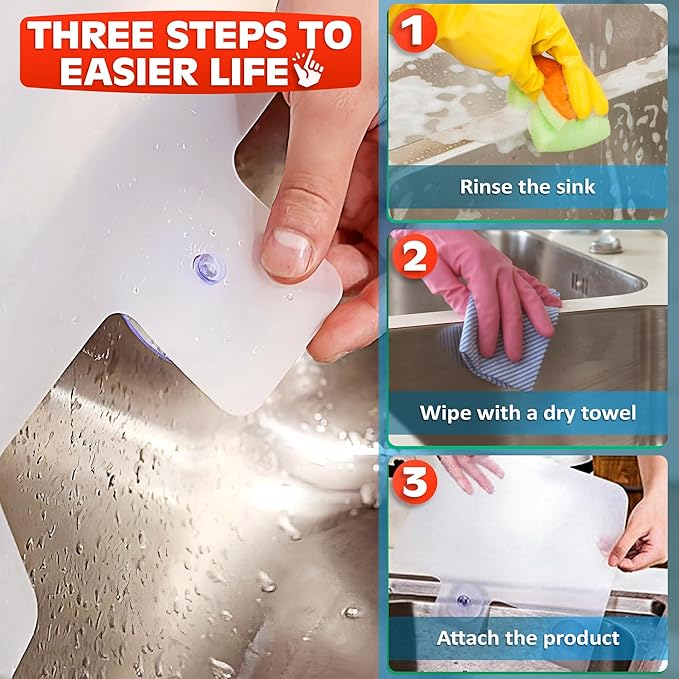 3 Pcs Sink Splash Guard Suction Cup - 9.7x11" Splash Guard Sink Splatter Screen Set, Long-Lasting and Easy to Clean Dishwashing Accessories for Kitchen, Durable, Lightweight, and Easy to Use