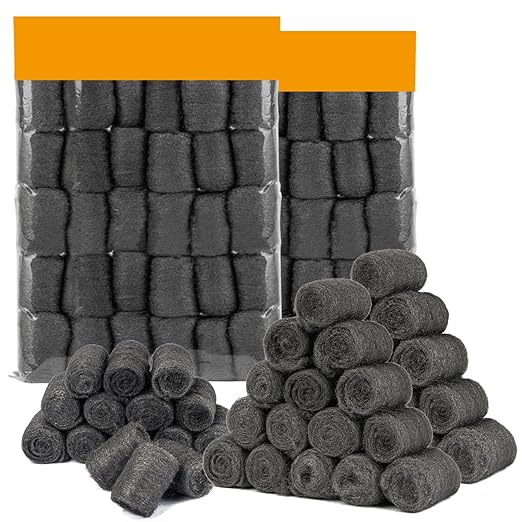 MAQIHAN Steel Wool Pads 0000 60PCS - Steel Wool 0000 Roll Glass Wood Fabric Metal Extra Fine Polishing Chrome Glass Polishing Pads Wool Steelwool Mice Control Weep Hole Covers Walls Fill
