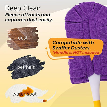Flammi 360° Fleece Duster Refills for Swiffer, Reusable Dusting Refills Heavy Duty Cloths for Cleaning Compatible with Swiffer Hand Duster (3 Pack-Mixed Color)