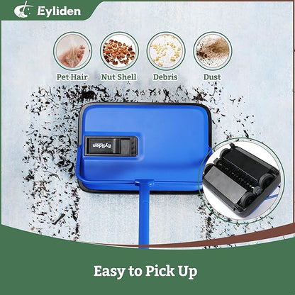 Eyliden Carpet Sweeper, Mini Size Lightweight Hand Push - No Noise, Non-Electric, Easy Manual Sweeping Only for Carpet Cleaning (Blue)