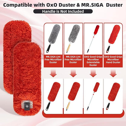 Reusable Microfiber Duster Refills Compatible with MR.SIGA & OXO Dusters – Washable Duster Replacement Heads for Scratch-Free Dust and Hair Cleaning (Included Microfiber Cleaning Cloth & Laundry Bag)