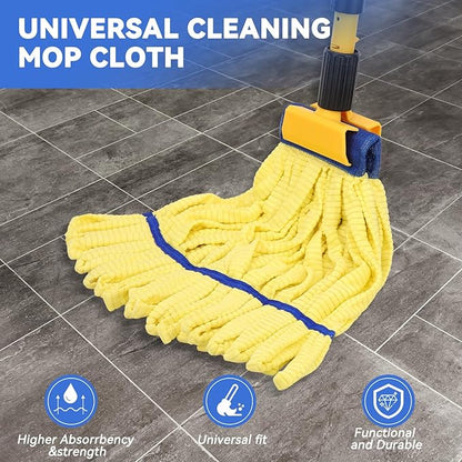 Heavy Duty Commercial Mop Head Replacement Microfiber Tube Mop Heads for Floor Cleaning: 3 Packs Looped End Wet Mop Head Refill for Home Commercial Industrial Use (Yellow)
