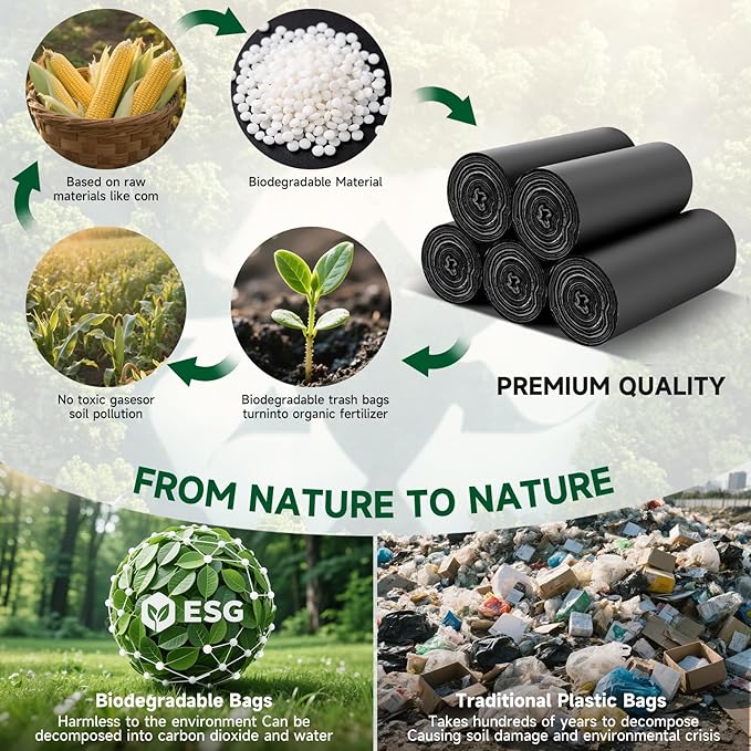 Small Trash Bags 1.2 Gallon - Unscented Mini Biodegradable Garbage Bag Clear Black Heavy Duty Leakproof Design 100 Count Wastebasket Liners for Office Desk, Bathroom, Bedroom, Car heihaily