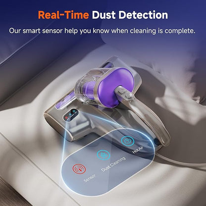 uwant Mattress Vacuum Cleaner, 18KPa Bed Vacuum with 253.7nm UV-C Light, 500W Powerful Handheld Vacuum with 65° Hot Air, 60000 RPM/Min Tapping, Ultrasonic, HEPA Filter for Bed, Sofa, Crib