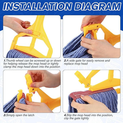 Eccliy 6 Pack Mop Heads Replacement Commercial Industrial Mop Heads Heavy Loop End Cotton String Heavy Duty Refills Wet Washable Refills for Home General Floor Cleaning (Blue,Red)