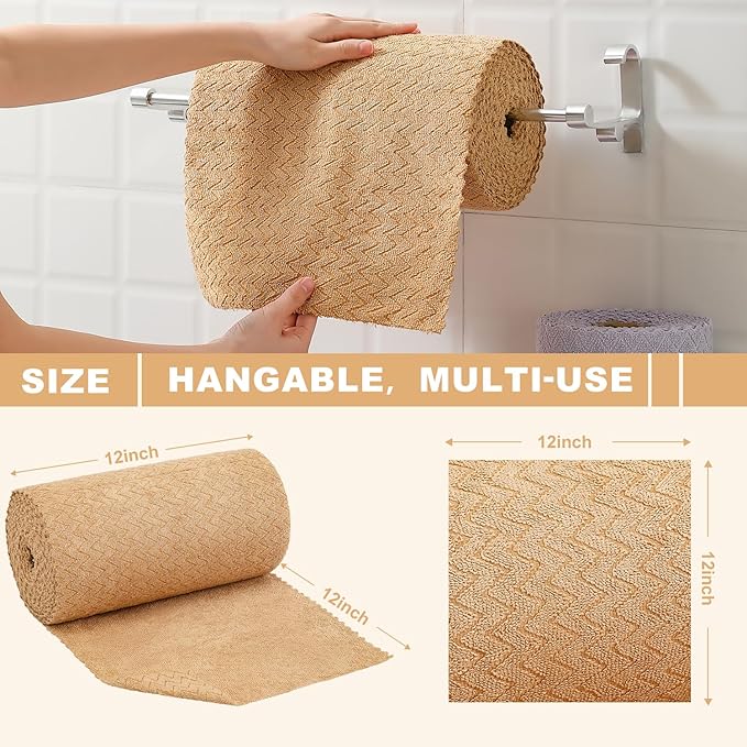 80 Pack Microfiber Cleaning Cloth Roll Reusable Paper Towels 12"x12" Tear Away Cloth,Absorbent Dish Rags for House Kitchen,Wash Cloths,Lint Free Rags for Window Cars Cleaning Supplies