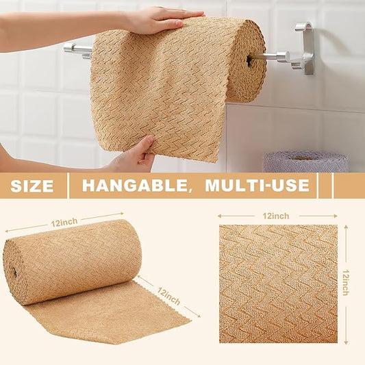 80 Pack Microfiber Cleaning Cloth Roll Reusable Paper Towels 12"x12" Tear Away Cloth,Absorbent Dish Rags for House Kitchen,Wash Cloths,Lint Free Rags for Window Cars Cleaning Supplies