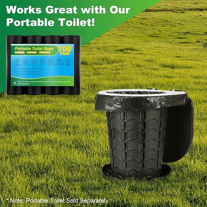 Portable Toilet Bags - 8 Gallon Camping Toilet Bags, Biodegradable Travel Potty Bag for Portable Toilet, Thickened Camp Toilet Waste Bags for 5 Gallon Bucket Toilet, Compostable Trash Bags