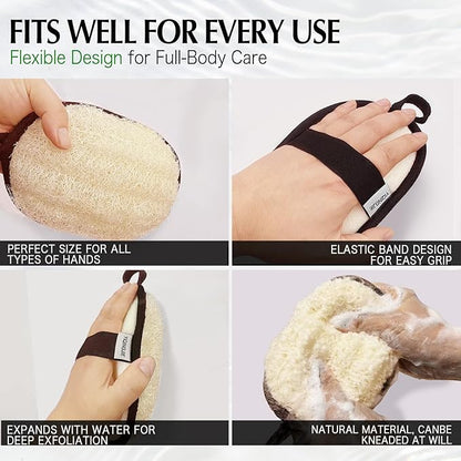 YIQINGJIE Natural Shower Loofah Sponge Exfoliating Body Scrubber，Natural Organic Beauty Exfoliating Loofah for Men and Women, Suitable for Cleansing Face Scrubber and Body Bath,Large Black(2 Pack)