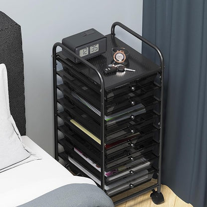 Simple Houseware Utility Cart with 8 Drawers Rolling Storage Art Craft Organizer, Black