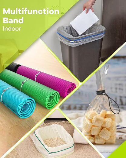 Garbage Can Bands Lord Design Adjustable Large Trash Can Bands Fits 8-33 Gallon Trash Cans Multifunction Bands Litter Box Bands (Pink,Purple,Blue,Champagne Gold,Black,White)