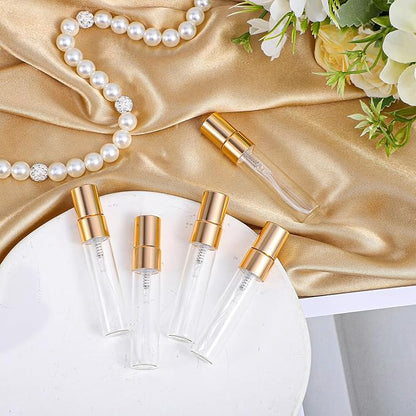 20 Pack 5ml Atomizer Glass Spray Bottles, Mini Perfume Spray Bottle, Fine Mist Atomizer Glass Bottle, Travel Size Mini Spray Bottles for Fragrance, Essential Oils, DIY Samples (Gold)