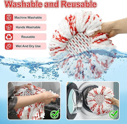3 Pack Deep Clean Refill Compatible with O Ceda EasyWring Spin Mop & Bucket System Microfiber Mops Heads Refill for Oceda Easywring 1 Tank Spin Mop System, 40% More Cleaning Power, Scrub Pad