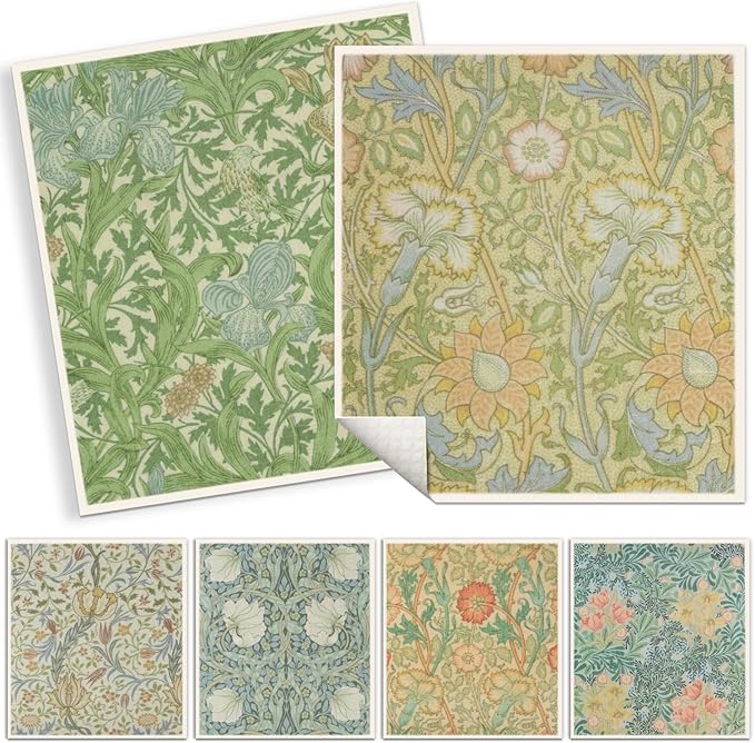 6 Pack Swedish Dishcloths for Kitchen |Watercolor Dish Towels | Reusable Paper Towels Washable | Non-Scratch Cellulose Sponge Cloths | No Odor, Biodegradable, Swedish Cloths, Fruit Plants