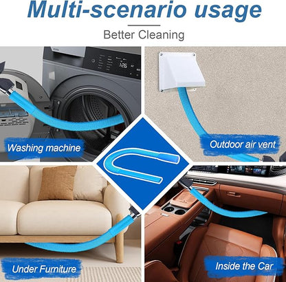 Upgraded Dryer Lint Vent Cleaner Kit: Flexible Vacuum Hose Attachment for Lint Removal |Universal Vacuums Deep Cleaning Brush for Clogged Ducts