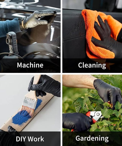 NEOTRIL 6 Mil Heavy Duty Black Nitrile Disposable Gloves, Latex Powder-Free, Textured Rubber Gloves for Cooking Mechanic