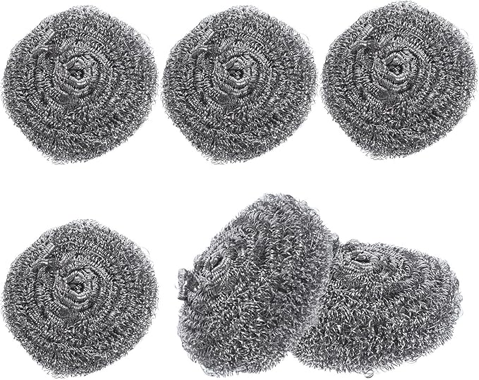 Beavorty 6pcs Stainless Steel Pot Cleaning Scrubbers Metal Wire Scrubbing Balls Dish and Pan Scrub Brush Set for Kitchen Stove and Heavy-Duty Household Cleaning
