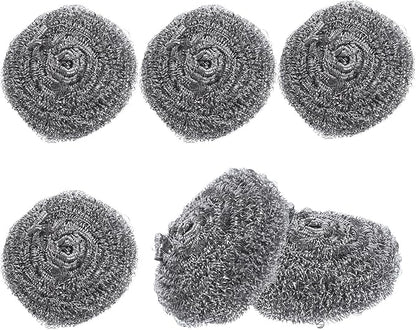 Beavorty 6pcs Stainless Steel Pot Cleaning Scrubbers Metal Wire Scrubbing Balls Dish and Pan Scrub Brush Set for Kitchen Stove and Heavy-Duty Household Cleaning