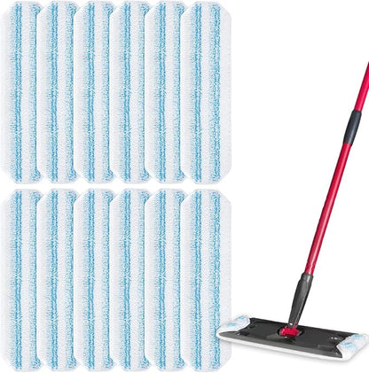 12 Pack Microfiber Mop Pads Refill for O-Cedar H2pro Flat System, Washable and Reusable Mop Replacement Heads for Floor Deep Cleaning, Mop Pad Refills for Wet and Dry Floor