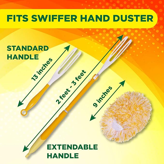 Millifiber Microfiber Reusable Refills for Swiffer Hand Duster, 360 Degree Dry Duster Heavy Duty Refills, 4-Pack (Handle is Not Included) Air Dry Only