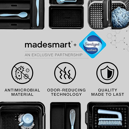 madesmart Premium Portable Shower Caddy, Hold Soap, Shampoo, Hair Supplies and Beauty Products, Cleaning Supplies Organizer for Home, Dorm, Plastic Shower Tote, Soft Handle, Smoke