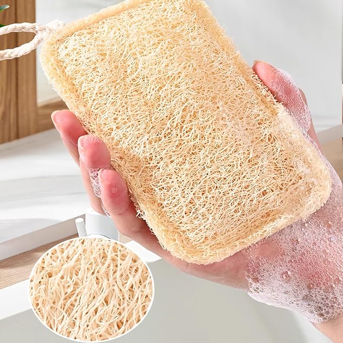 3 Pack Natural Non Scratch Scrub Sponge Eco Friendly and Compostable Plant Fiber Loofah Dish Sponge Natural Kitchen Sponges Scrubbers for Dishes Biodegradable Cleaning Sponges