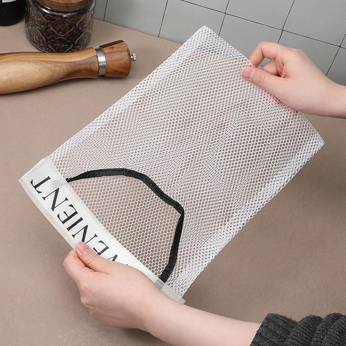 4Pcs Foldable Plastic Bag Holder, Mesh Trash Bag Holder, Wall Mount Sticky Garbage Bags Organizer, for Home Kitchen Grocery Plastic Shopping Garbage Bags Reusable