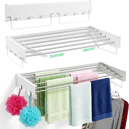 Wall Mount Clothes Drying Rack 40", Heavy Duty Foldable Design, Space Saving Laundry Solution For Small Spaces, Apartments & Homes, Wall Mounted Drying Racks For Laundry, Clothing Rack Wall Mount