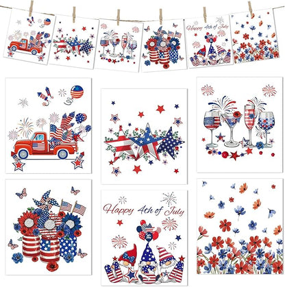 Patriotic Swedish Kitchen Dishcloths, 6 Pack 4th of July Dish Cloths Towel, Reusable America Flag Sponge Cleaning Cloths for Independence Memorial Day Home Decoration Gifts 7 x 8 in