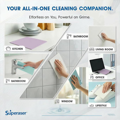 Oversized Magic Cleaning Pads, Melamine Foam Eraser Cloths, Tough Stain Remover for Kitchen, Bathroom, Walls & More, No Chemical Needed (12x12 Multicolor, 6 Pack)