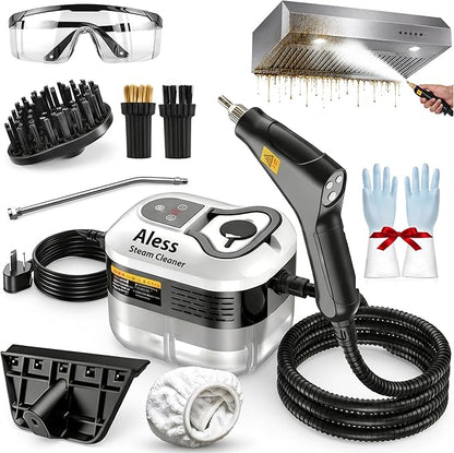 Handheld Steam Cleaner, 2500w Handheld High-Temperature Pressurized Steam Cleaner, 15s Fast Heating, 6-Level Adjustable Settings for Car, Kitchen, Bathroom, Furniture, Windows (White)